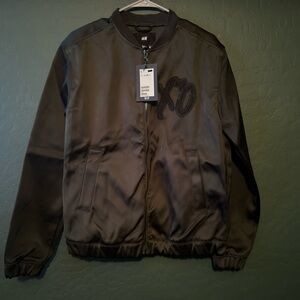 H&M Black Bomber Jacket with Embroidered Logo